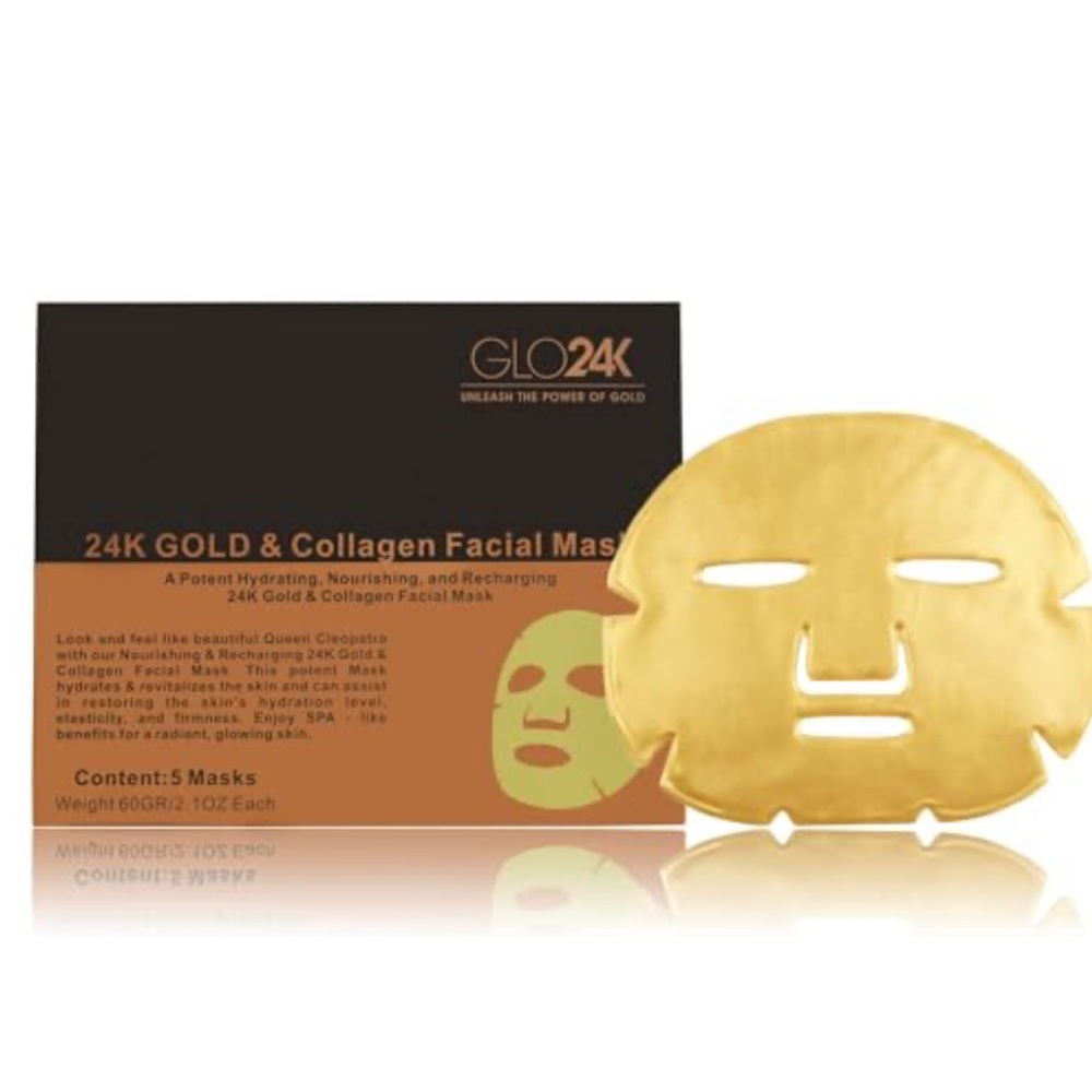 24K GOLD & Collagen Facial Mask - Potent Hydrating, Nourishing, and Recharging
